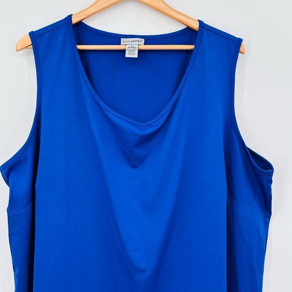 Catherines Royal Cobalt Blue Tank Shell Camisole Top Womens 3X 26/28W Stretchy - Picture 2 of 5